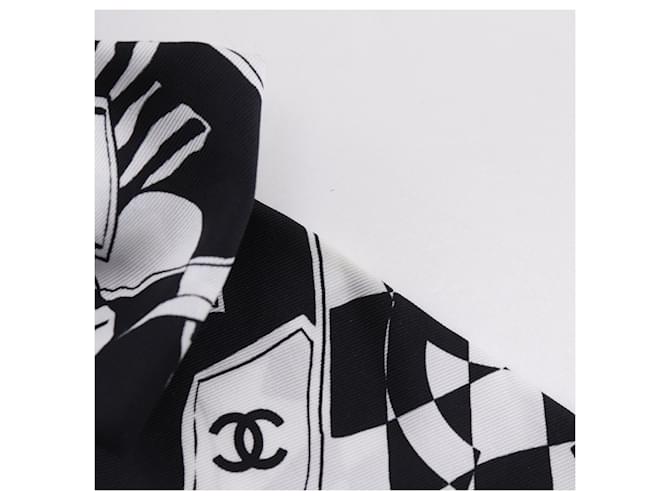 Scrunchie in seta nera/bianca CHANEL Nero Bianco - vista 5