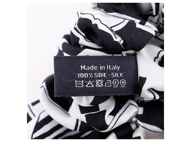 Scrunchie in seta nera/bianca CHANEL Nero Bianco - vista 6