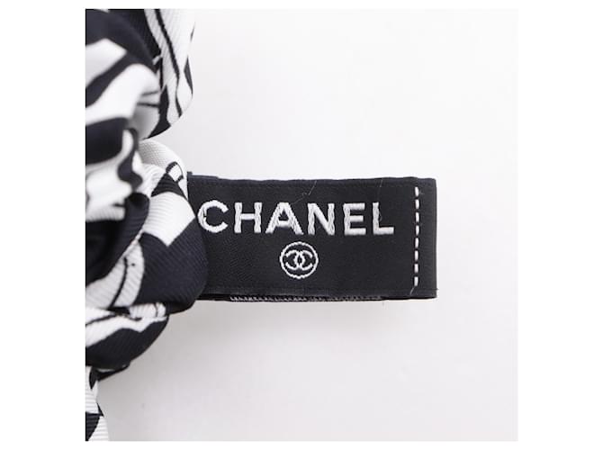Scrunchie in seta nera/bianca CHANEL Nero Bianco - vista 7