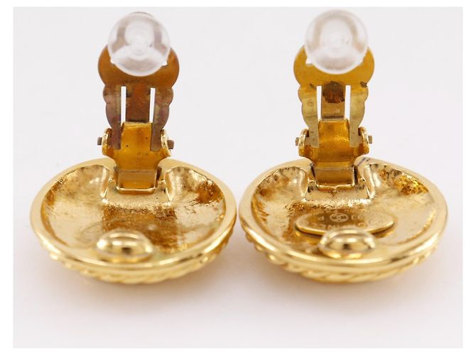 Vintage Coco Mark Clip Ohrringe von Chanel Golden - Ansicht 4