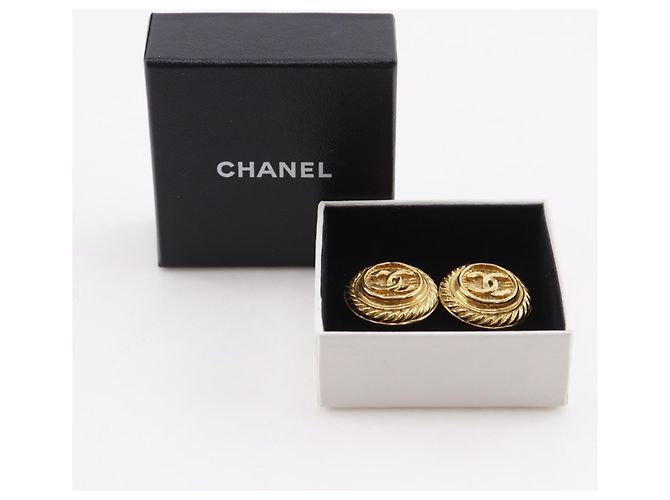 Vintage Coco Mark Clip Ohrringe von Chanel Golden - Ansicht 9