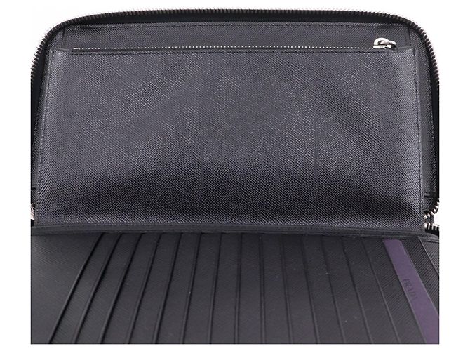 Prada Saffiano Black Men's Long Wallet - view 9