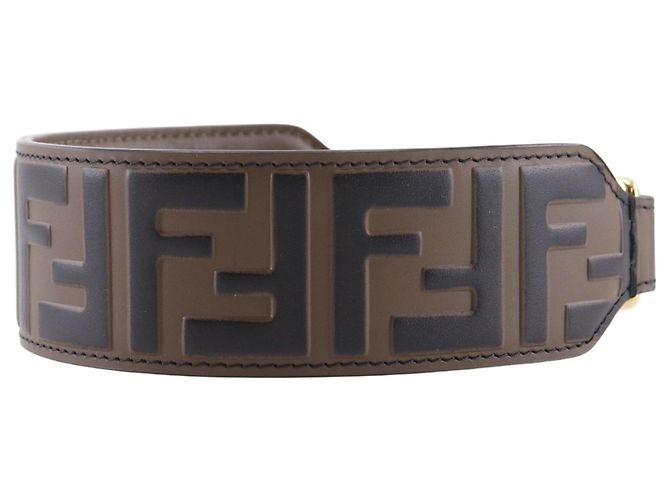 Zucca Fendi Mini Strap You in pelle di vitello marrone - vista 2