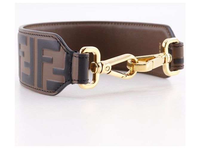 Zucca Fendi Mini Strap You in pelle di vitello marrone - vista 3