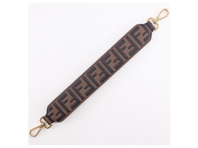 Zucca Fendi Mini Strap You in pelle di vitello marrone - vista 4