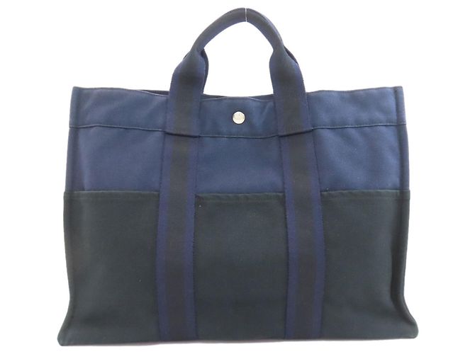 Borsa Foul Tou MM di Hermès Nero Blu navy - vista 2