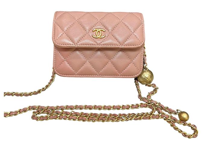 CHANEL Pre-Owned 2021 Mini Clutch de Cuir de Cordero Pearl Crush con Cadena Rosa - vista 2