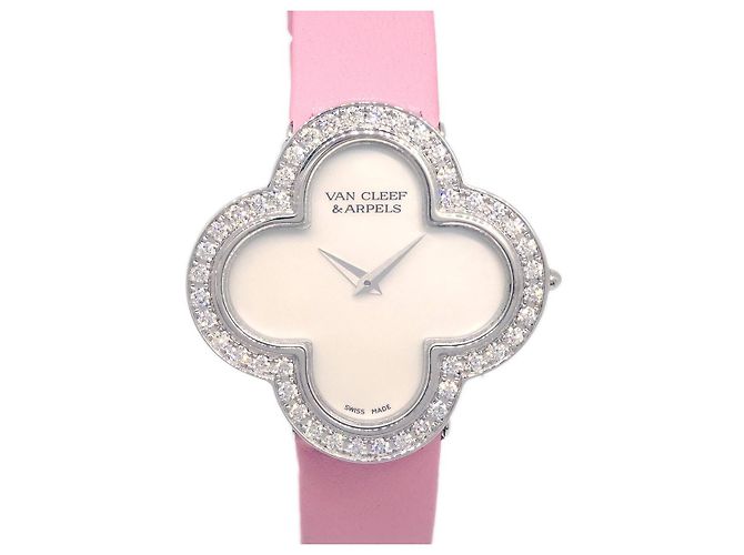 Van Cleef & Arpels Alhambra Quartz Ouro Branco e Cetim com Bisel de Diamantes e Madrepérola 26 - vista 4