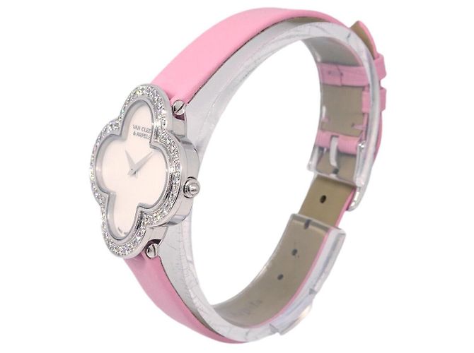 Van Cleef & Arpels Alhambra Quartz Ouro Branco e Cetim com Bisel de Diamantes e Madrepérola 26 - vista 5