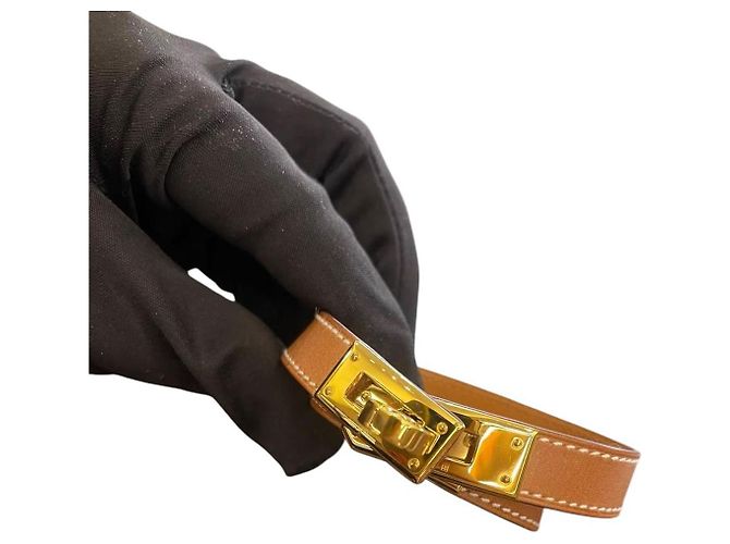 Hermès Bracciale Hermes Kelly Double Tour marrone M - vista 3