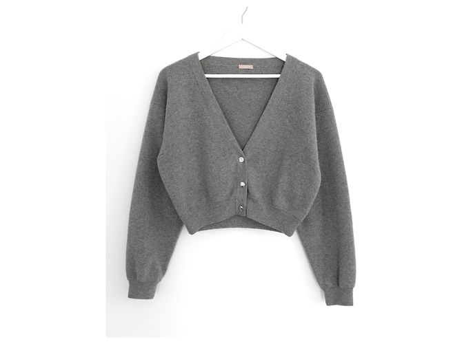Alaïa Cardigã Escultural de Cashmere Corto Alaia Cinza - vista 2
