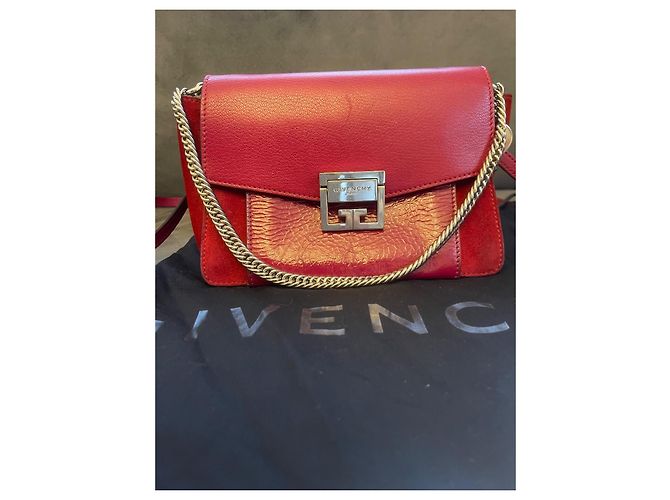 Borsa a mano Givenchy GV3 in pelle bordeaux Rosso - vista 2