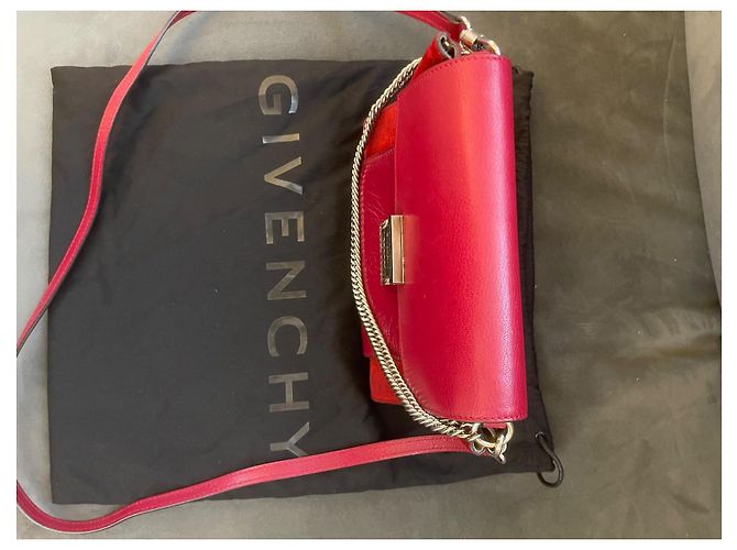 Borsa a mano Givenchy GV3 in pelle bordeaux Rosso - vista 3