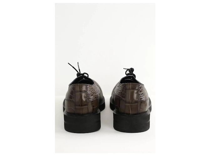 Autre Marque Sapatos derby de couro de crocodilo com atacadores Big foot cáqui Caqui - vista 2