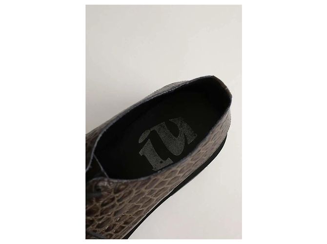 Autre Marque Sapatos derby de couro de crocodilo com atacadores Big foot cáqui Caqui - vista 5