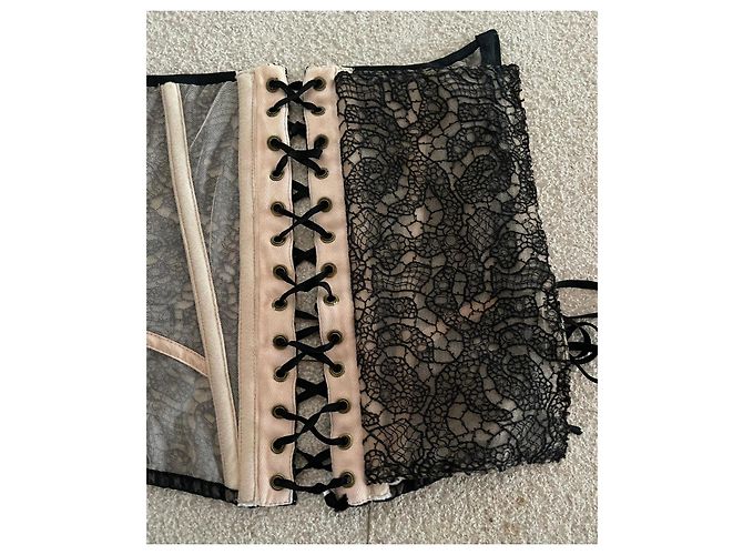 Autre Marque Cadolle Paris - Top oder Korsett Maison Cadolle Paris - Schwarze Spitze und Puder T. S Beige - Ansicht 14