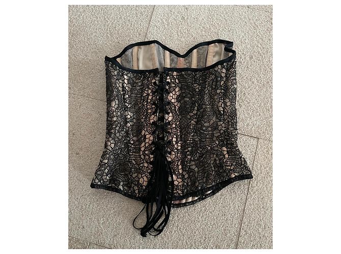 Autre Marque Cadolle Paris - Top oder Korsett Maison Cadolle Paris - Schwarze Spitze und Puder T. S Beige - Ansicht 4