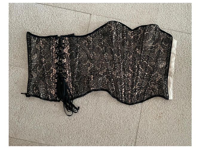 Autre Marque Cadolle Paris - Top oder Korsett Maison Cadolle Paris - Schwarze Spitze und Puder T. S Beige - Ansicht 6