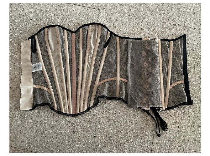 Autre Marque Cadolle Paris - Top oder Korsett Maison Cadolle Paris - Schwarze Spitze und Puder T. S Beige - Ansicht 7