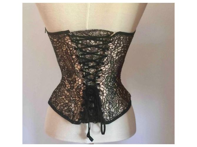 Autre Marque Cadolle Paris - Top oder Korsett Maison Cadolle Paris - Schwarze Spitze und Puder T. S Beige - Ansicht 8