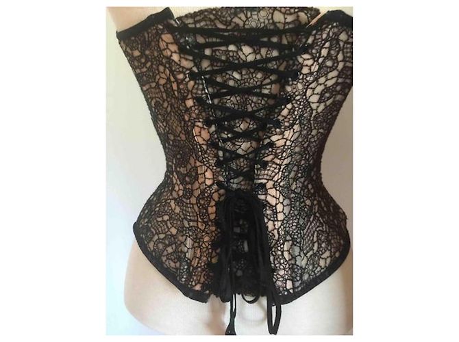 Autre Marque Cadolle Paris - Top oder Korsett Maison Cadolle Paris - Schwarze Spitze und Puder T. S Beige - Ansicht 9