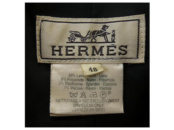 Abrigo Duffle de Mezcla de Lana Hermès Negro - vista 3