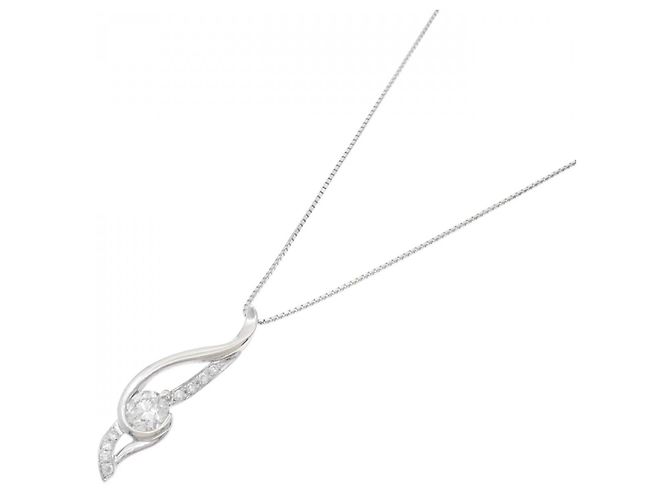 Autre Marque Platin-Diamant-Halskette Silber - Ansicht 2