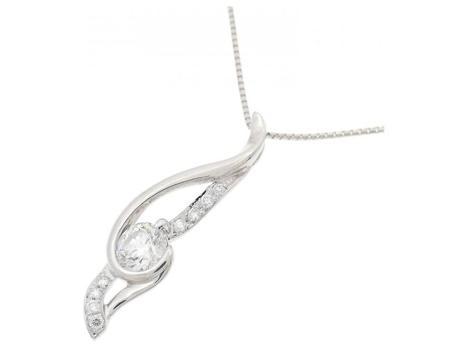 Autre Marque Platin-Diamant-Halskette Silber - Ansicht 3