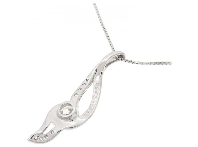Autre Marque Platin-Diamant-Halskette Silber - Ansicht 4