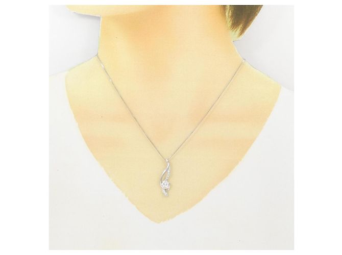 Autre Marque Platin-Diamant-Halskette Silber - Ansicht 6