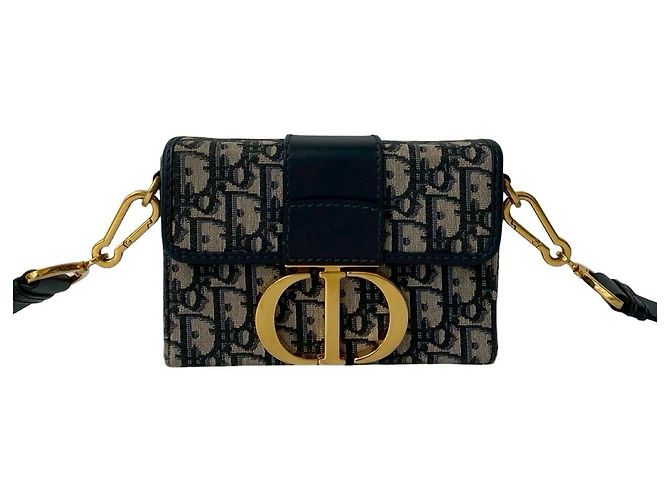 Mini borsa a spalla in tela e pelle obliqua 30 Montaigne Christian Dior Blu Blu navy - vista 2