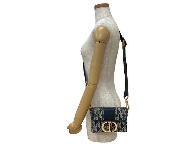 Mini borsa a spalla in tela e pelle obliqua 30 Montaigne Christian Dior Blu Blu navy - vista 3