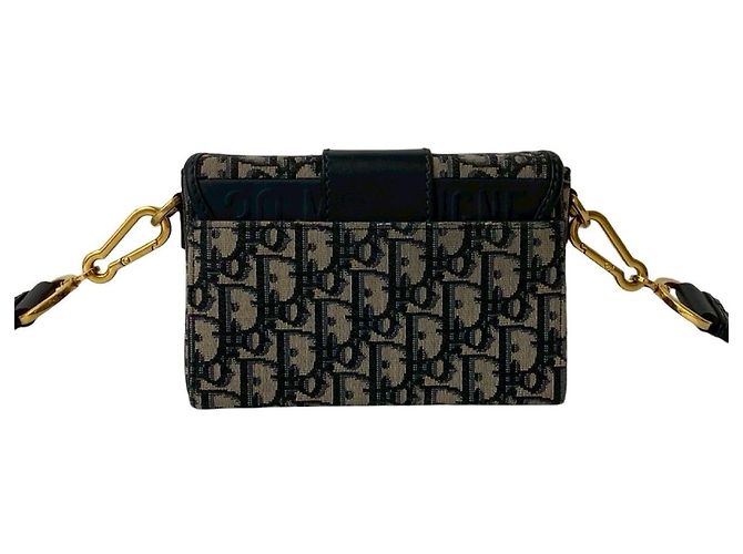 Mini borsa a spalla in tela e pelle obliqua 30 Montaigne Christian Dior Blu Blu navy - vista 4
