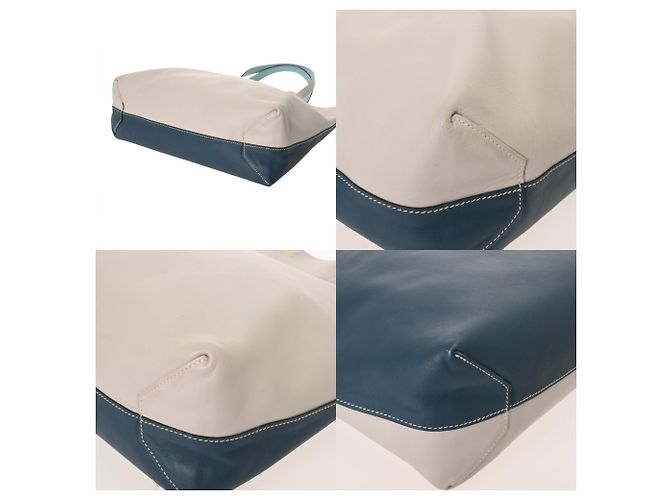 Hermès Borsa Tote Double Sens 45 in Blu Atoll e Grigio Perla - vista 8