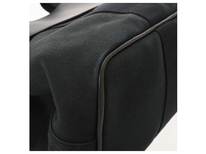 Hermès HERMES Valparaiso MM Borsa a mano in tela chevron nera Nero - vista 7