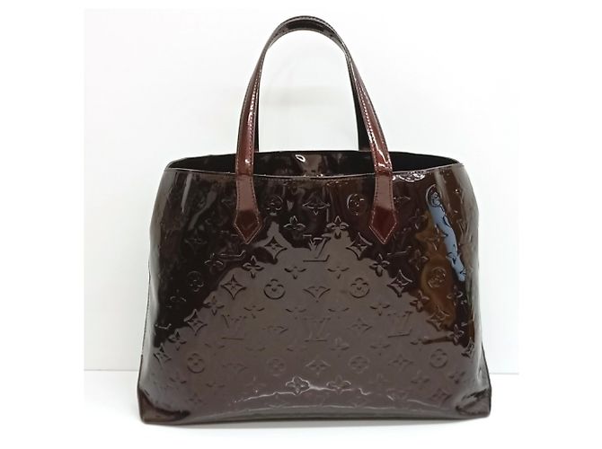 Borsa Louis Vuitton Vernis Amaranth Wilshire MM Bordò - vista 3