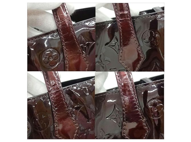 Borsa Louis Vuitton Vernis Amaranth Wilshire MM Bordò - vista 7