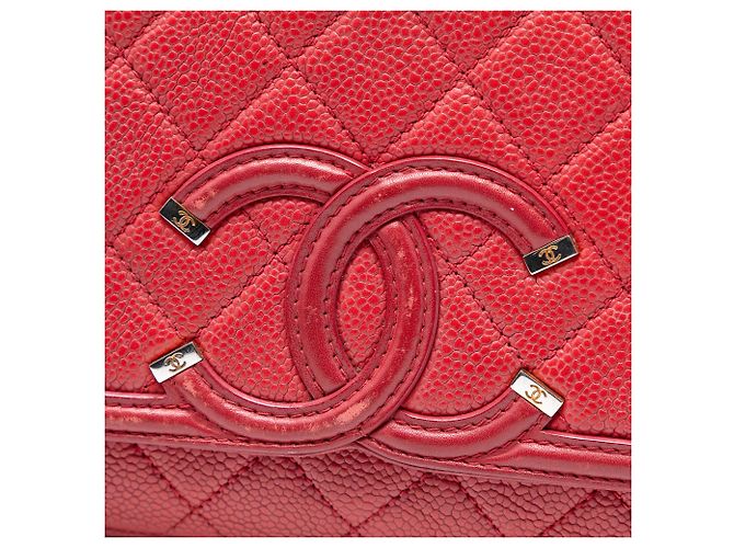 Chanel Rosso Medio Caviar Trapuntato CC Filigrana Flap - vista 6