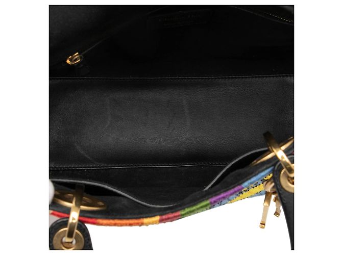 Dior Marrone Medio Tela Perlata e Ricamata Tarot Giudizio Lady Dior Beige - vista 4