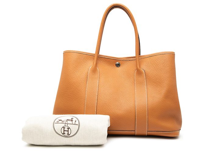 Borsa Garden Party 36 in Negonda marrone Hermès Caramello - vista 8