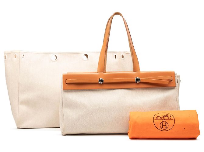 Hermès Brown Toile Herbag Cabas MM Braun - Ansicht 9
