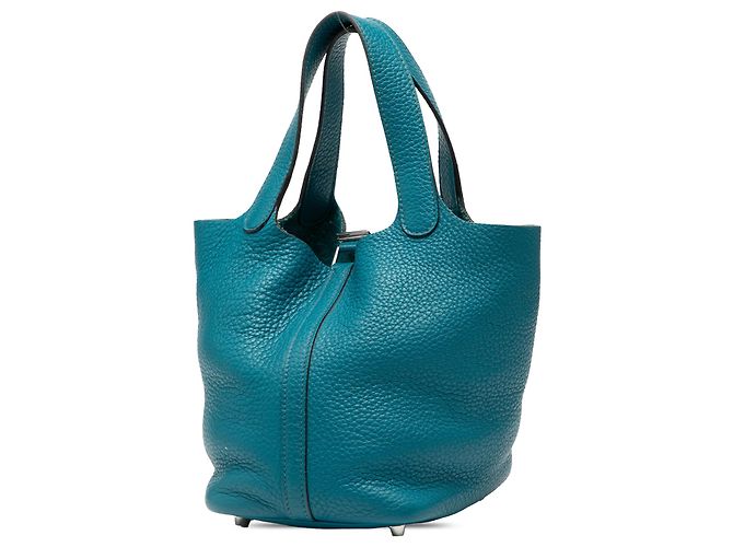 Hermès Picotin Lock 18 in Pelle Clemence Blu - vista 2