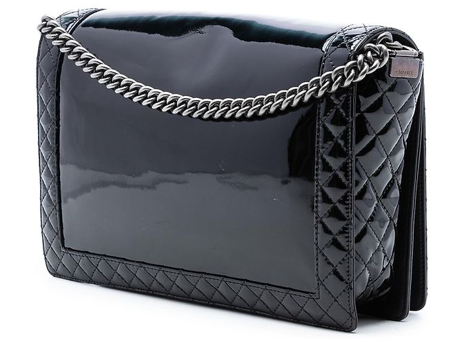 Chanel Nero Extra Large Patent Boy Reverso Flap - vista 2