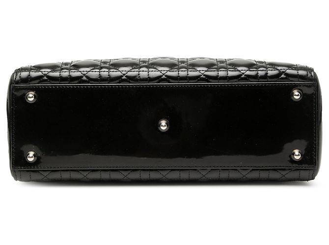 Dior Nero Grande Borsa in Pelle Laccata Cannage Lady Dior - vista 3