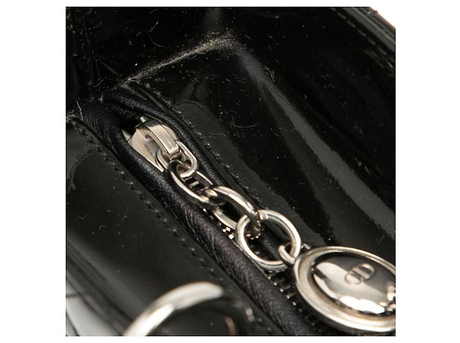 Dior Nero Grande Borsa in Pelle Laccata Cannage Lady Dior - vista 7
