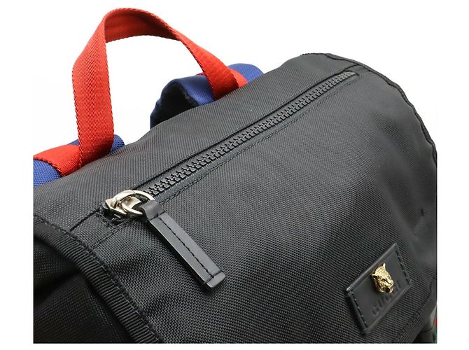 GUCCI Techno Canvas Rucksack Schwarz Rot Grün Marineblau - Ansicht 8