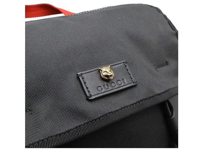 GUCCI Techno Canvas Rucksack Schwarz Rot Grün Marineblau - Ansicht 9