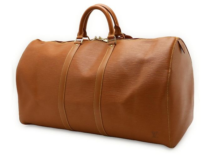Borsa Boston Keepall 55 in pelle Epi Louis Vuitton Marrone D'oro - vista 3