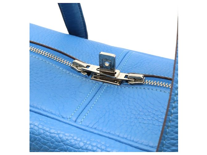 Borsa Hermès Victoria II 35 in Blu Paradiso - vista 7