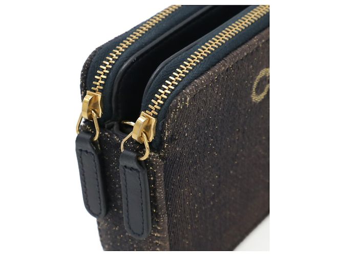 Cartera de cadena y bolso de hombro Chanel Deauville Dorado Azul marino - vista 5